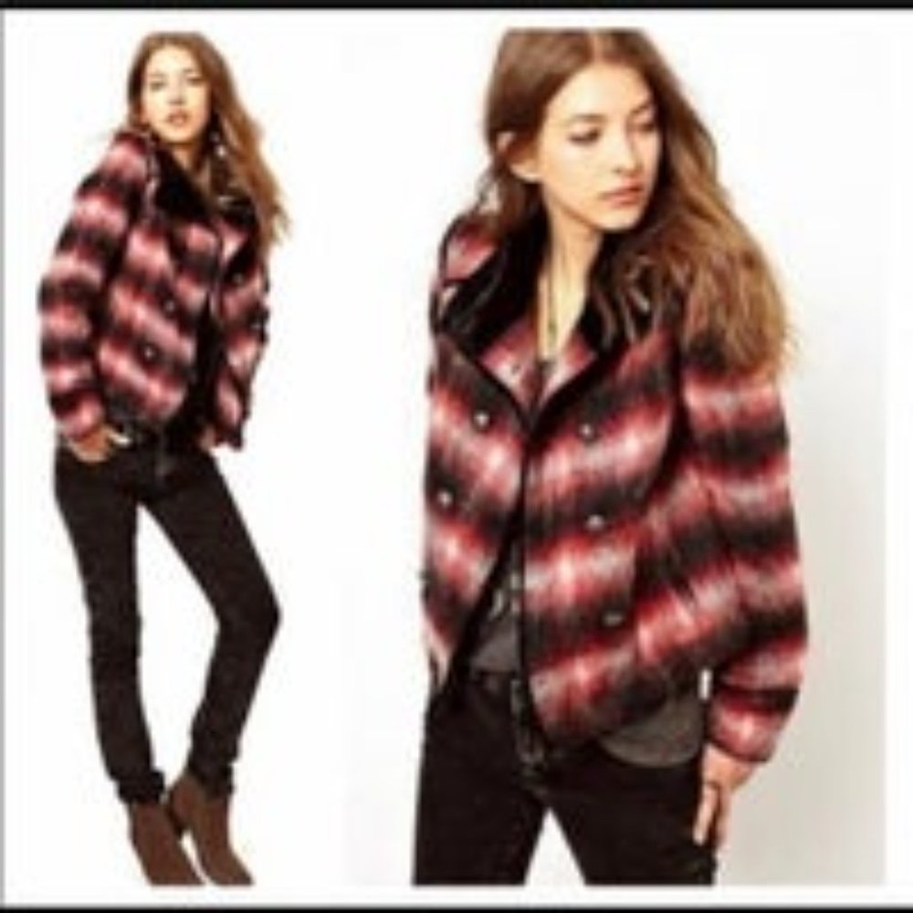 Free People Red Wooly Officer Military Jacket - Picture 9 of 9